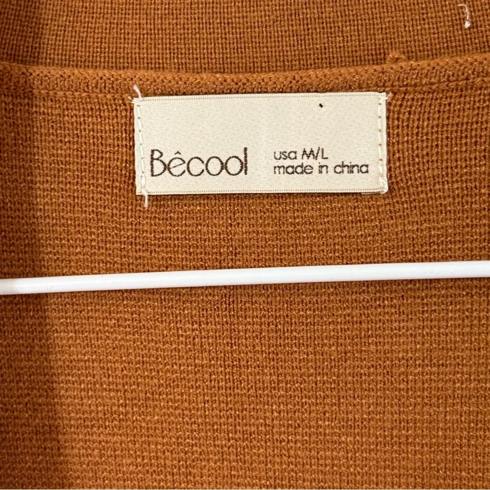 Becool Chic Brown Double-Breasted Soft Blazer Cardigan Size‎ M/L